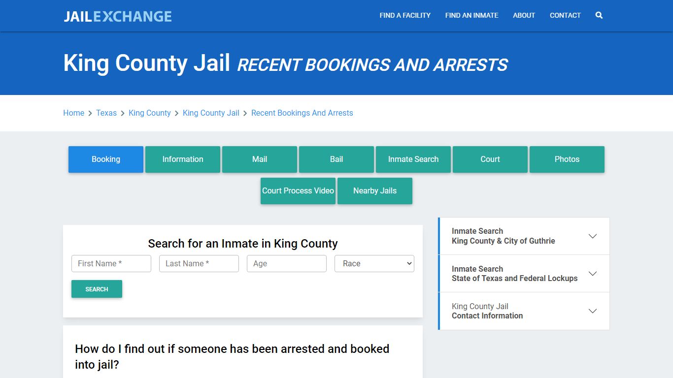 King County Jail & Sheriff Recent Bookings And Arrests - Jail Exchange