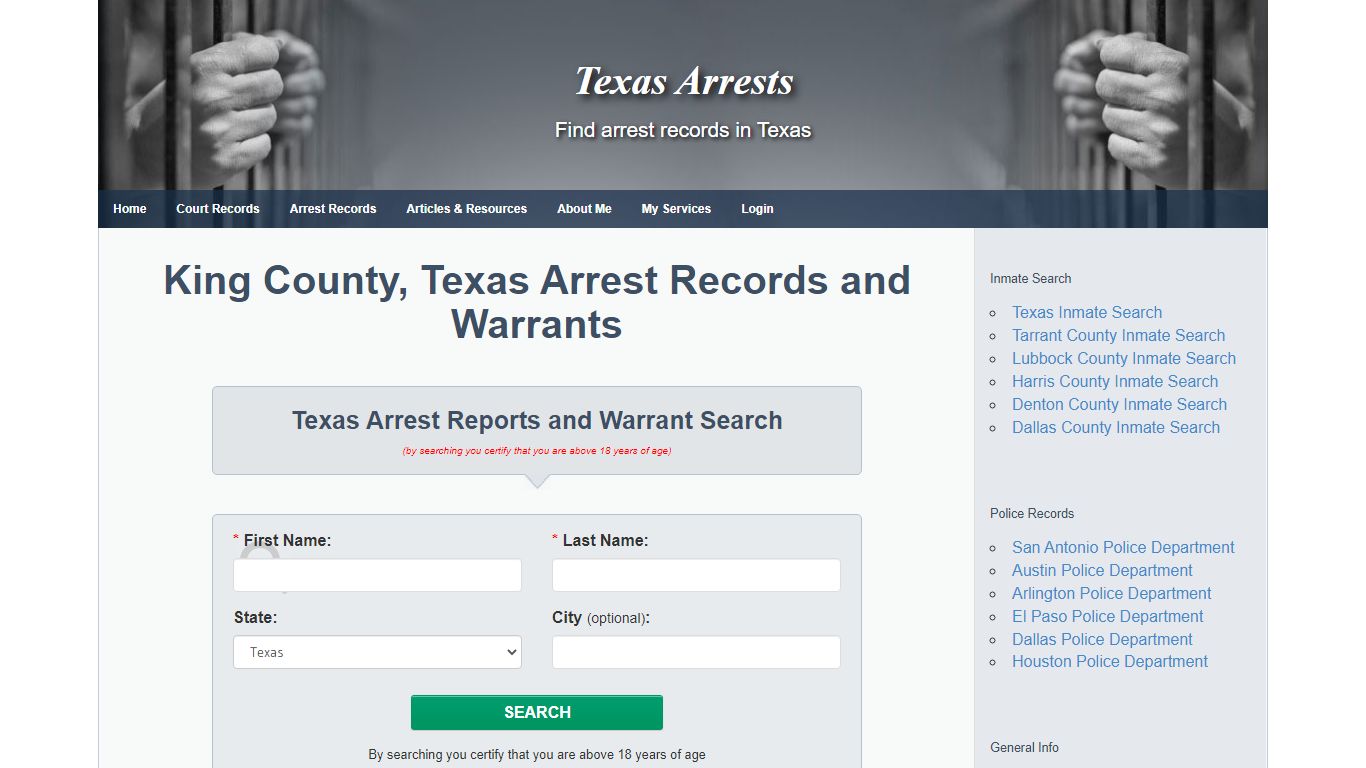 King County, Texas Arrest Records and Warrants